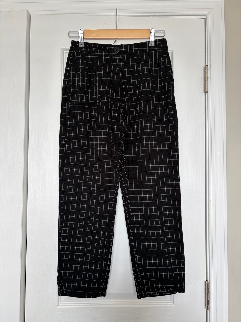 Princess Polly Pants US 2 Black White Grid Windowpane High Waist Trousers Y2K